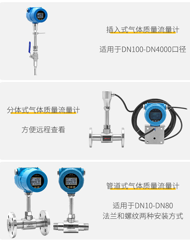 DN150熱式氣體質量流量計安裝方式分類圖