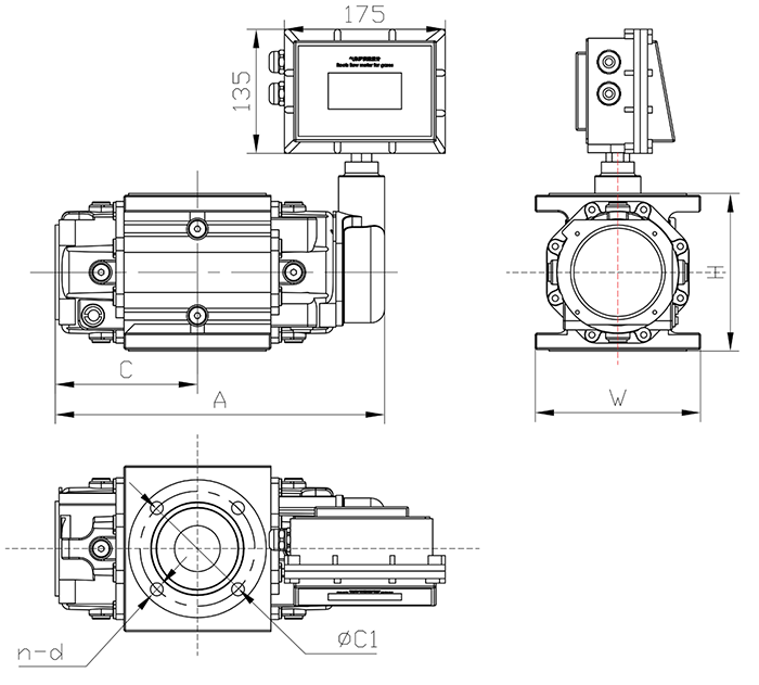 羅茨腰輪流量計外形尺寸圖