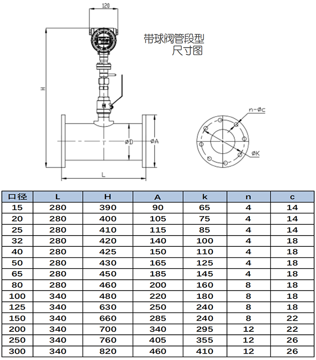 管道式氫氣計(jì)量表尺寸圖二